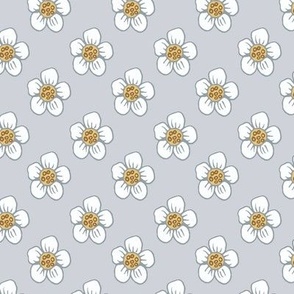 White Flowers on a Silver Background Large