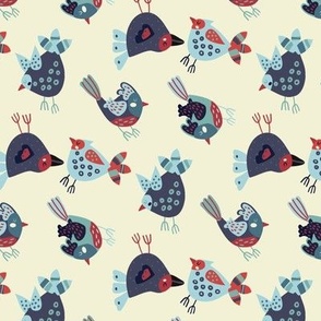 For the Birds- Ditsy Pattern-Mid-Century Blues Palette