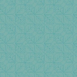 Leaf Elements Outlined-Fly Boy Blue on Galaxy Blue-Quadratic Pattern-Mid-Century Blues Palette