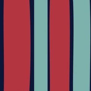 Decor Stripe-Smooch Red-Fly Boy Blue-Midnight Flyer Navy-Mid-Century Blues Palette