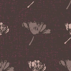 Brown and Pink Inked Floral with Hot Pink Texture Background