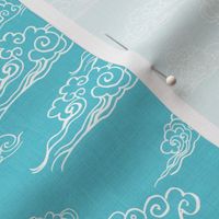 Swirling Clouds, Turquoise // bright blue sky white clouds bold cloudy sky cute fabric for kids