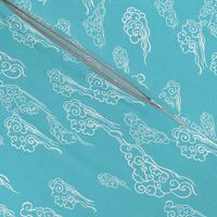 Swirling Clouds, Turquoise // bright blue sky white clouds bold cloudy sky cute fabric for kids