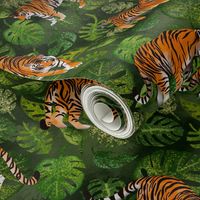 Medium Amur Tigers on Jungle Leaves by brittanylane