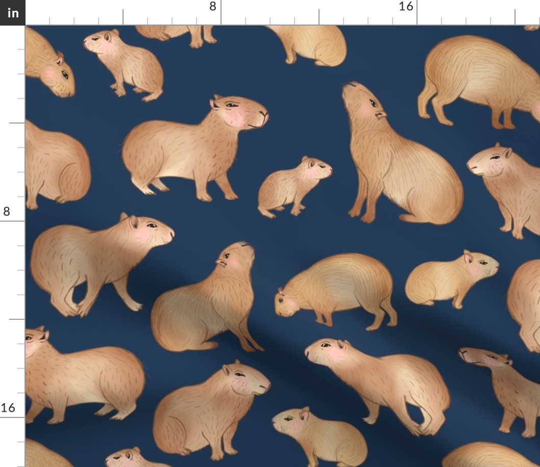 Jumbo Capybara on Navy by Brittanylane