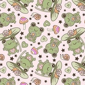 Frogs and Mushrooms Spring Pattern