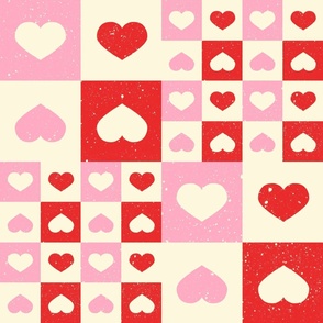 Pink and Red Hearts in Square