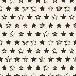 Modern Textured Stars in Black on Beige