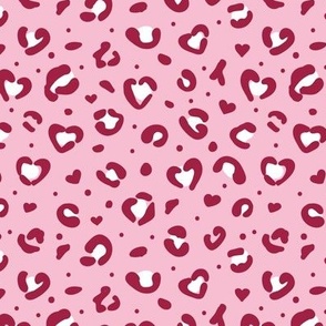 Valentines leopard spots sweet wild lovers design animal print  wine red on pink