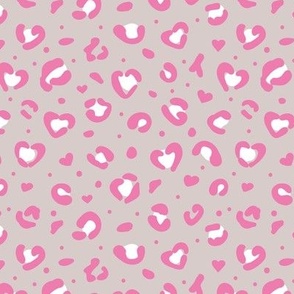 Valentines leopard spots sweet wild lovers design animal print pink white on beige gray