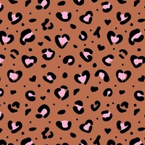 Valentines leopard spots sweet wild lovers design animal print pink black on rust spice