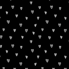 Boho lovers minimalist freehand hearts black and white monochrome