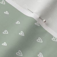 Boho lovers minimalist freehand hearts on mint sage green