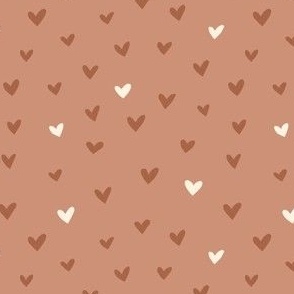 Be My Valentine Small Hearts - medium brown and cream