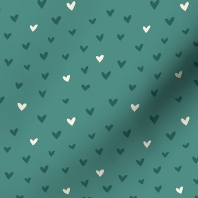Be My Valentine Small Hearts - green and cream