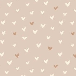 Be My Valentine Small Hearts - beige and cream