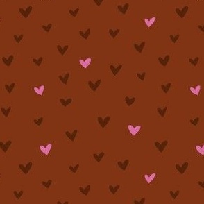 Be My Valentine Small Hearts - brown and pink