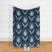 Blue Tulip Field - xlarge size - tulips, elegant, Hollywood regency, deco, Art Deco floral 