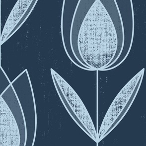 Blue Tulip Field - xlarge size - tulips, elegant, Hollywood regency, deco, Art Deco floral 