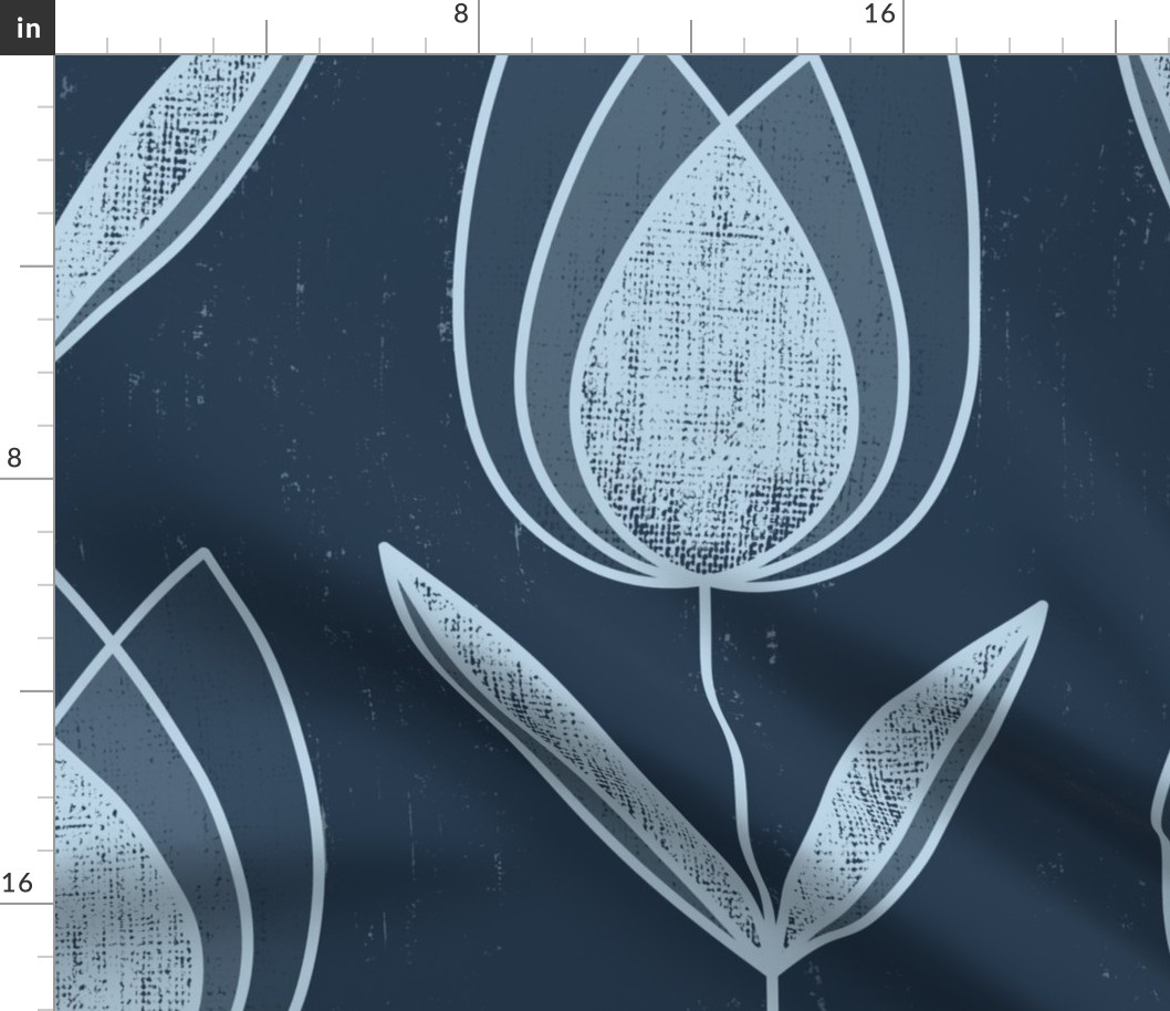 Blue Tulip Field - xlarge size - tulips, elegant, Hollywood regency, deco, Art Deco floral 