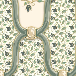 Ogee Nouveau Blossom - Green-White-Cream Solid w Floral