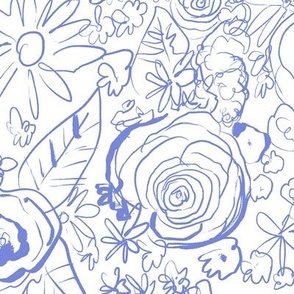 In The Garden Sketchy Floral // Periwinkle (Large Size)