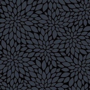 Dahlia Blossoms Pattern - Charcoal and Black