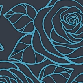 Large Rose Cutout Pattern - Charcoal and Blueberry Sorbet