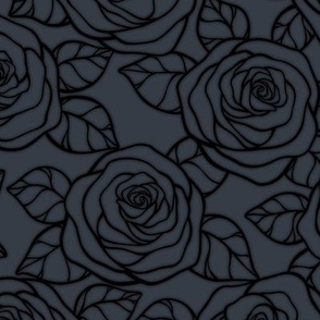 Rose Cutout Pattern - Charcoal and Black