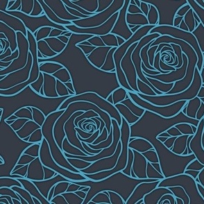 Rose Cutout Pattern - Charcoal and Blueberry Sorbet
