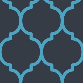 Extra Large Moroccan Tile Pattern - Charcoal and Blueberry Sorbet