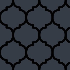 Large Moroccan Tile Pattern - Charcoal and Black