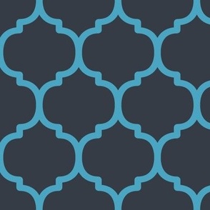 Large Moroccan Tile Pattern - Charcoal and Blueberry Sorbet