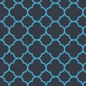 Quatrefoil Pattern - Charcoal and Blueberry Sorbet