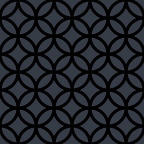 Interlocked Circles Pattern - Charcoal and Black