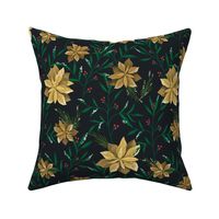 Floral Christmas Gold Pattern