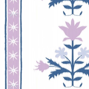 Tulip Indienne Stripe Lavenders and Blues White