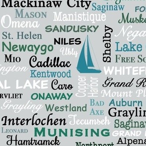 Michigan Cities Gray Green And Teal
