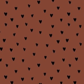 The minimalist hearts sweet lovers design for valentines day freehand drawn heart shapes on spice rust 