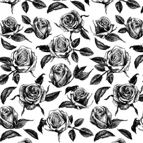 Ink Roses - black & white