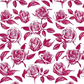 Ink Roses - raspberry & white