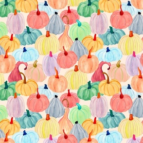 Watercolour pumpkins - colorful version