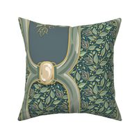 Ogee Nouveau Blossom - Blue Gray Green Green Leaves