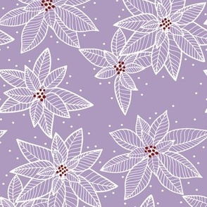 Purple Poinsettias - Christmas floral fabric - cute - contemporary - large scale