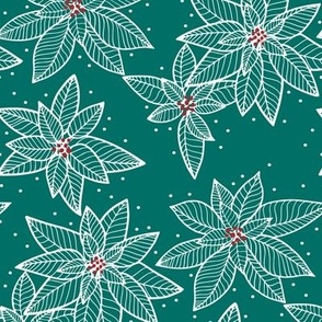 Green Christmas flowers - poinsettia floral - large scale