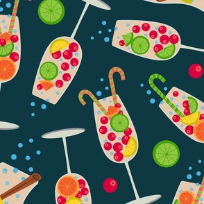 Holiday Punch Festive Christmas New Years Holiday Party Drinks Cocktails in Bright Colours - LARGE Scale - UnBlink Studio by Jackie Tahara