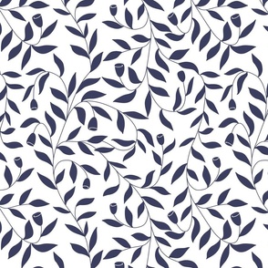 Navy Flowers + Leaves