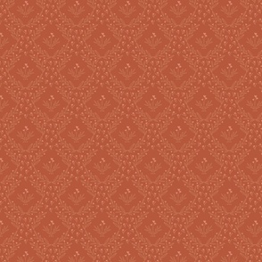 Vintage Heart Damask Floral Pattern in Sienna