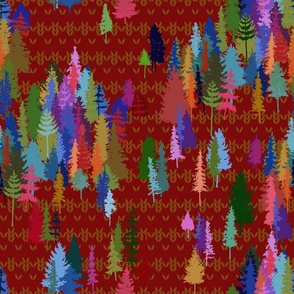 fair isle tree knit red