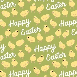 Happy Easter cute chickens letters
